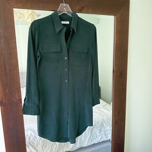 Equipment XS Silk Dress - Moss Green